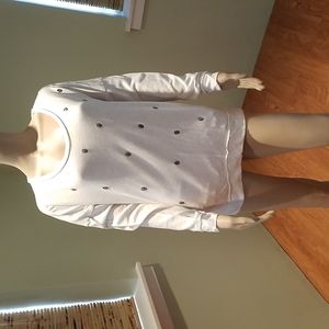 Michelle Beige Sweatshirt Embellished With Silver Skulls Size L